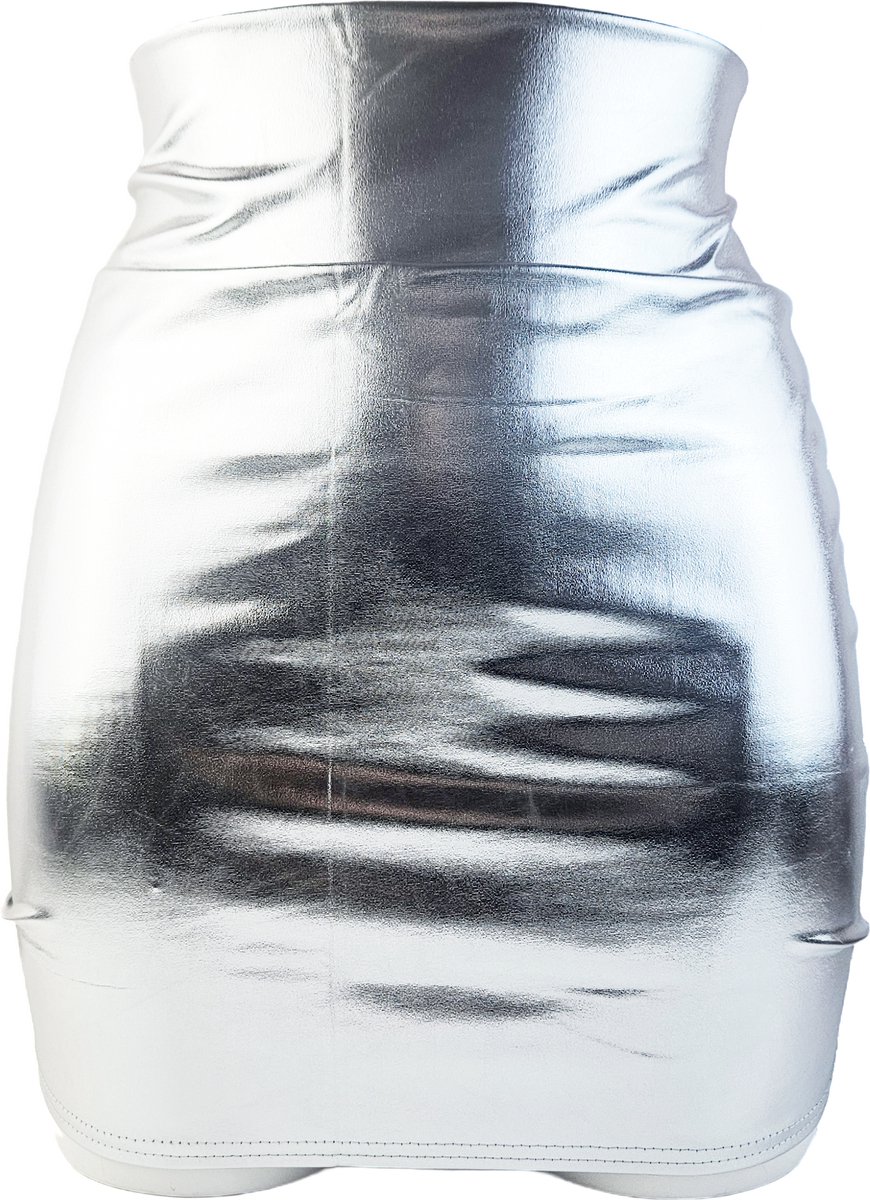 BamBella® - Rok - Shiny Glans Wetlook rokje Super shine metallic Glans ZilverkleurigLame