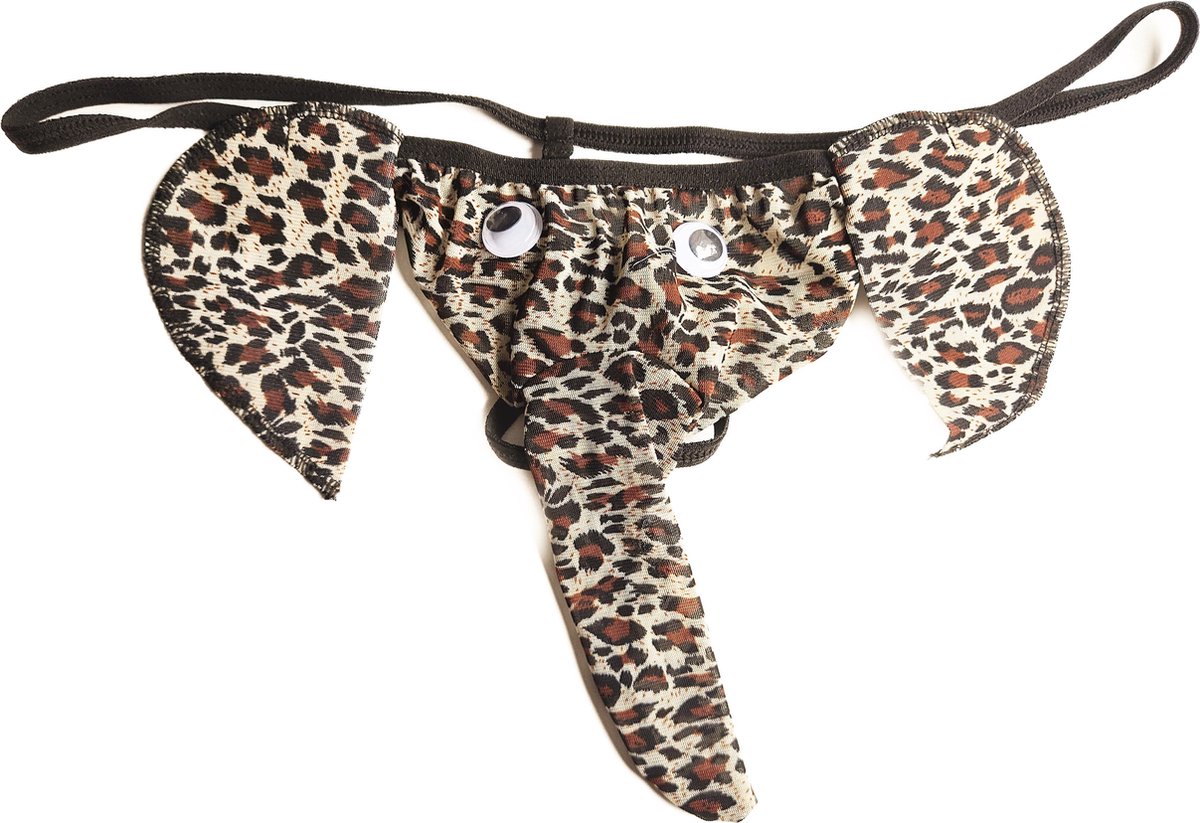 BamBella® - Onderbroek heren - Onesize - grappig valentijn verassing voor koppels string olifant Panterprint
