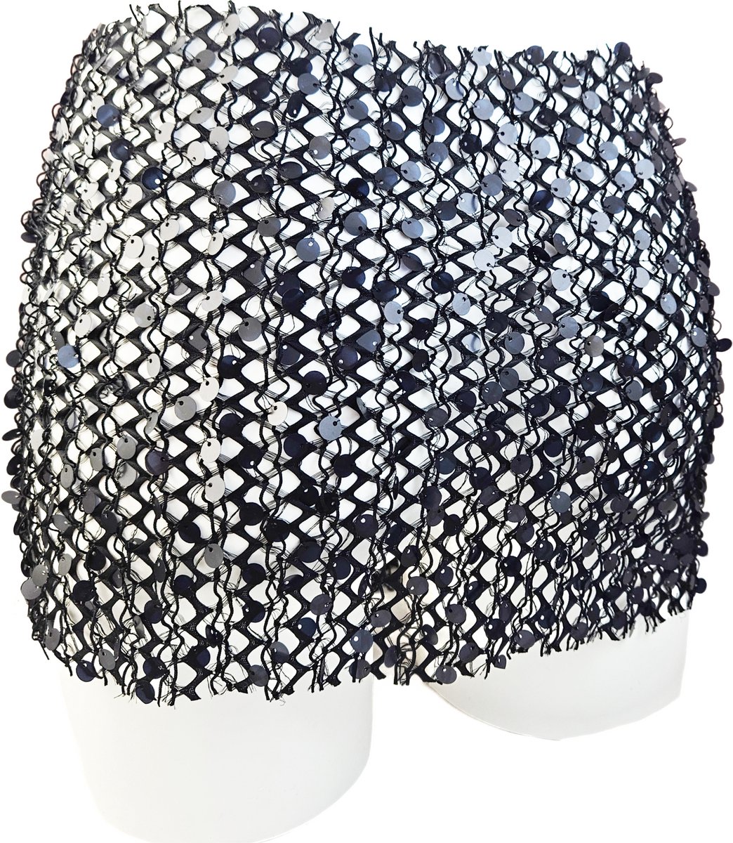 BamBella® - Omslag doek - Onesize omslag doek Strand rokje kort doorzichtig pailletten Zwart