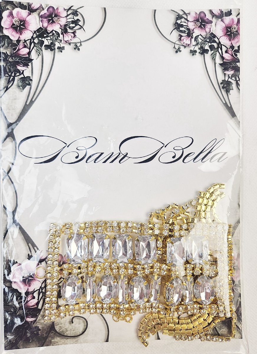 BamBella ® Strass ketting - Breed - lint goudkleurig steentjes touw diamantjes naaien knutselen glitter