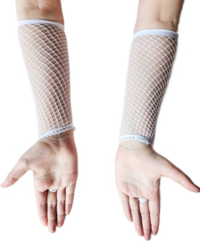 BamBella® Vingerloos Net handschoenen - One Size - Wit- Visnet handschoenen - Feest - Gothic Carnaval