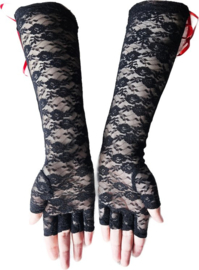 BamBella® - Handschoenen Zwart kant Kort Vingerloos kant feest gothic - dames -