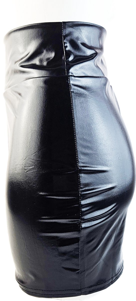 BamBella® - Mini rok -  Shiny Wetlook - Sexy Erotische rokje Super shine metallic Lame Glans Zwart