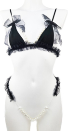 BamBella ® Sexy Lingerie set kleding - Onesize - outfit dames kralen pak zwart