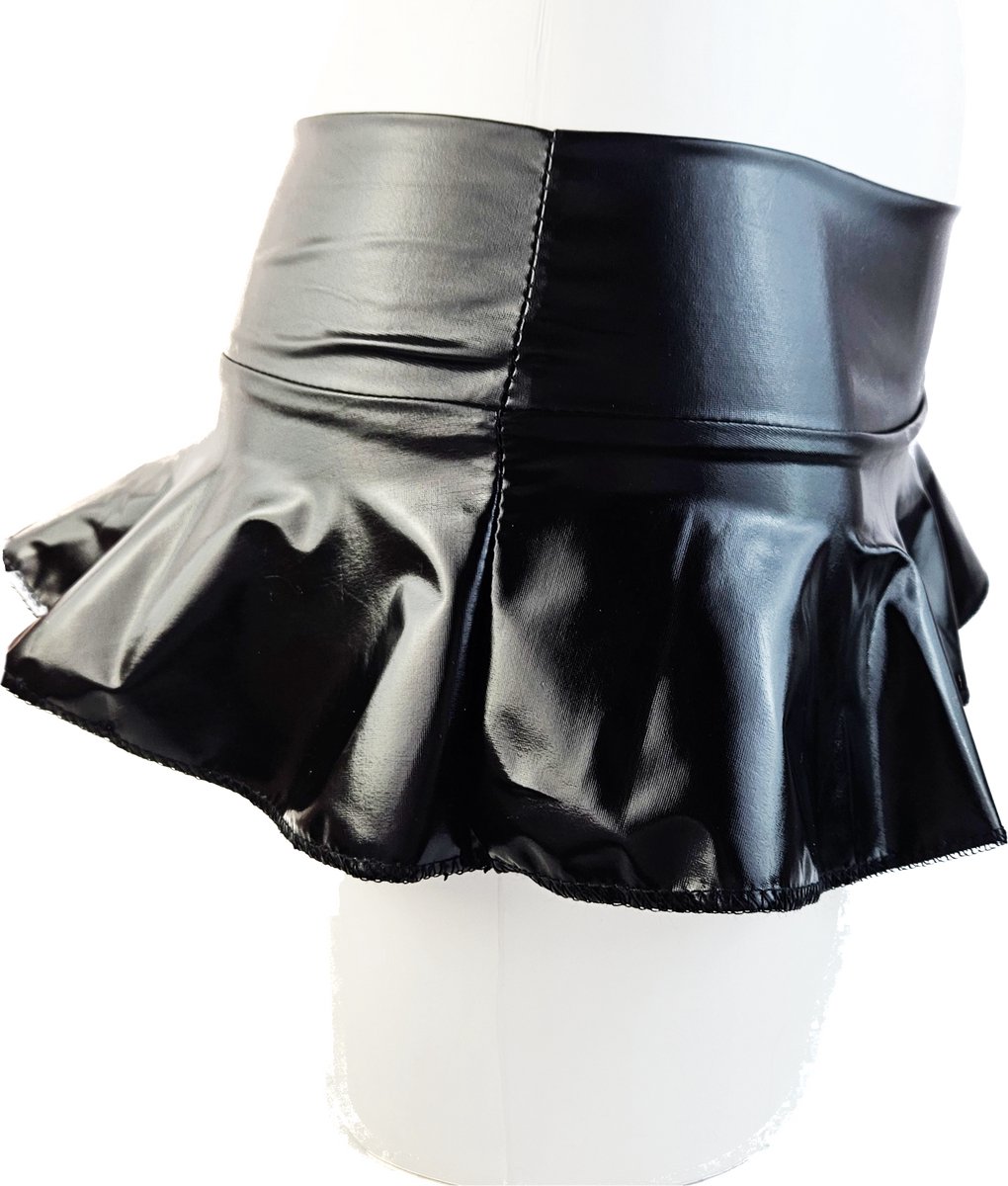 BamBella® - Mini rok  Shiny Wetlook - Sexy Erotische rokje Super shine metallic Lame Glans Zwart
