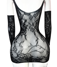 BamBella® - 2 delig set - Onesize - Erotische sexy nacht set broek met top doorzichtig kant - Super Stretch