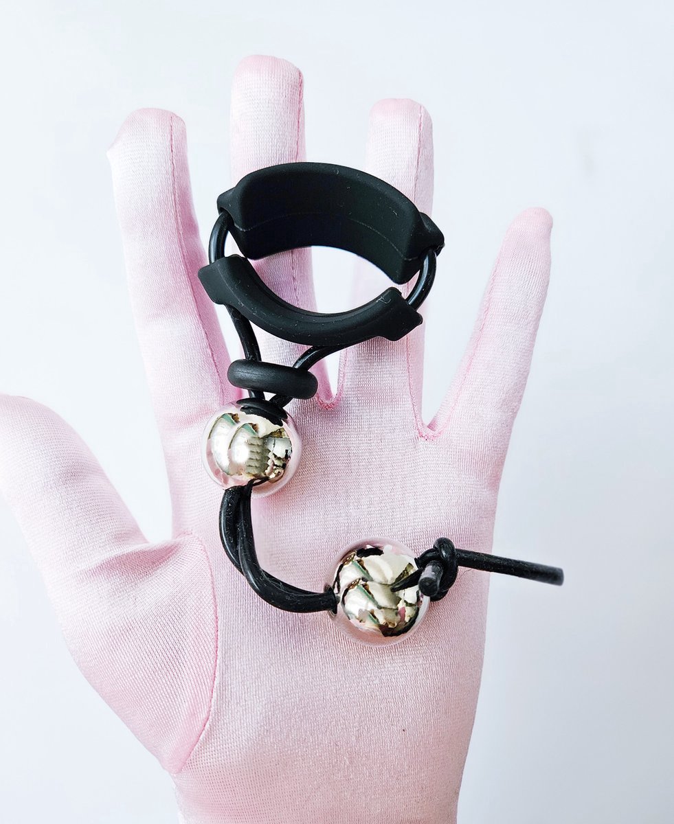 BNDGx® Verstelbare penis ring cock touw heren - metalen ballen cockring - verstelbaar siliconen voor man