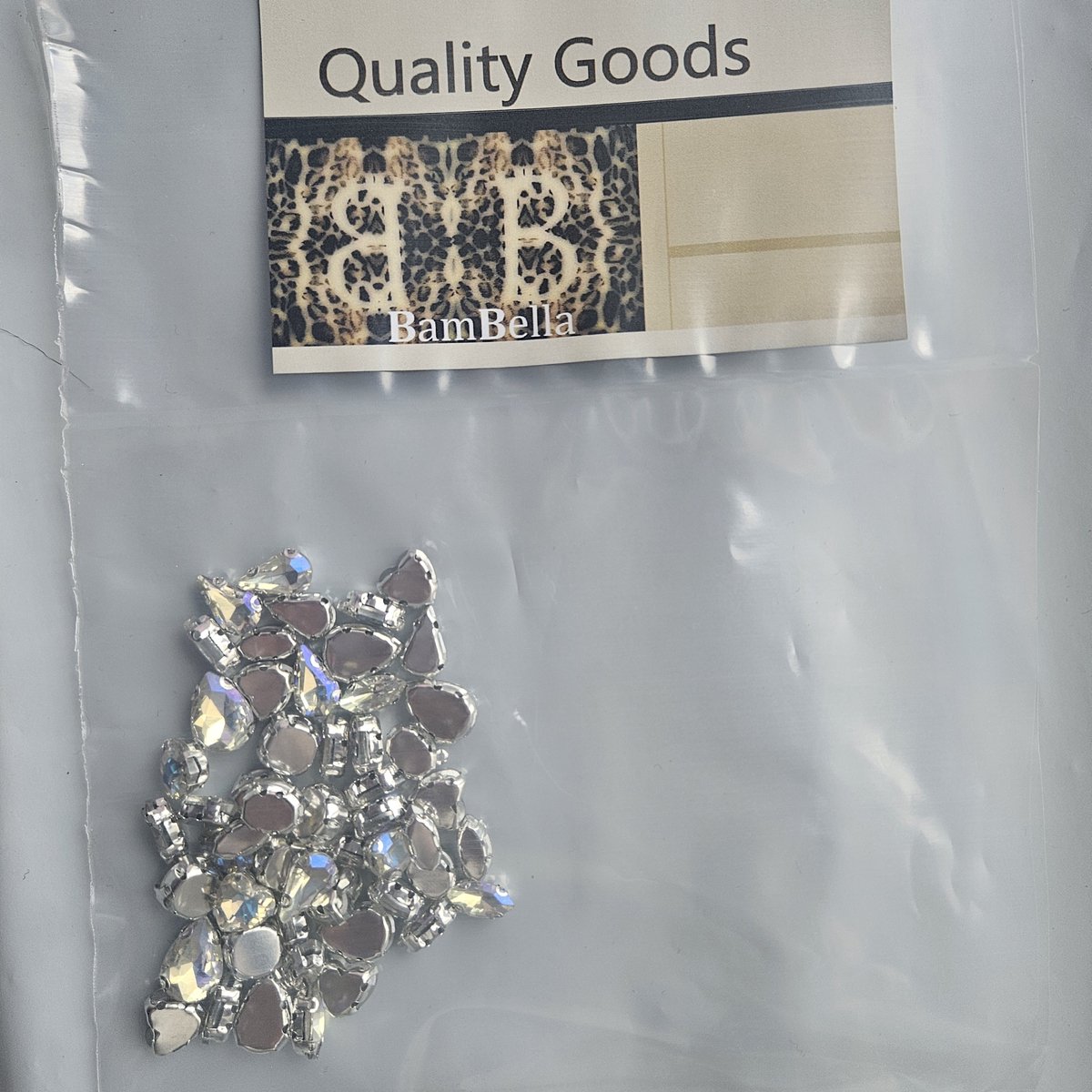 BamBella® AB wit kleur - Grote Naai strass Steentjes - 50 stuks - zilver kleurig strass stenen glitters kleding versieren