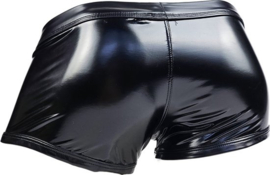 BamBella ® - Boxer short   Datex Zwart (Latex en stof SM kleding BDSM kruisloos erotische heren kleding