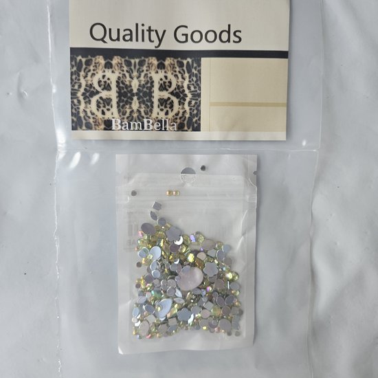 BamBella® geel groen plak stenen - 200 stuks mix - kleding versieren steentjes DIY hobby knutselen Glitter