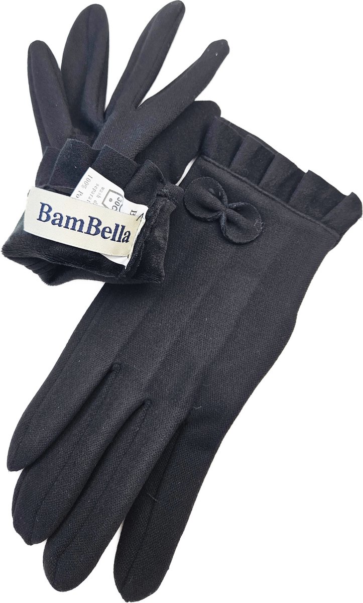 BamBella® Handschoenen winter dames zwart strik