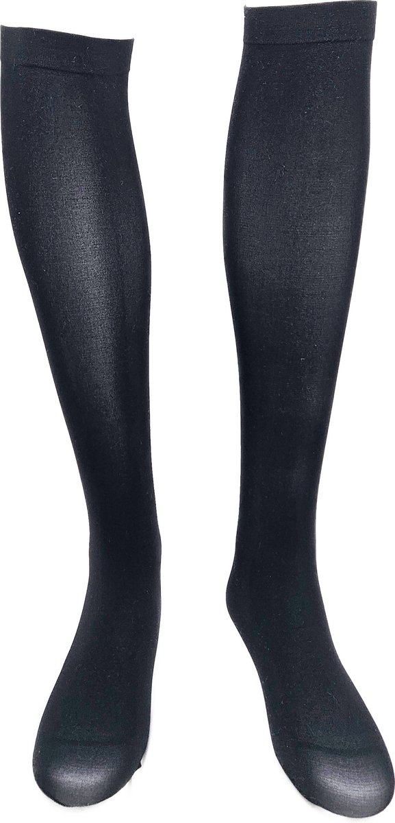 BamBella® Knie kouses net gaas stof Dames - Onesize - Zwart - hoge sokken Kniekousen