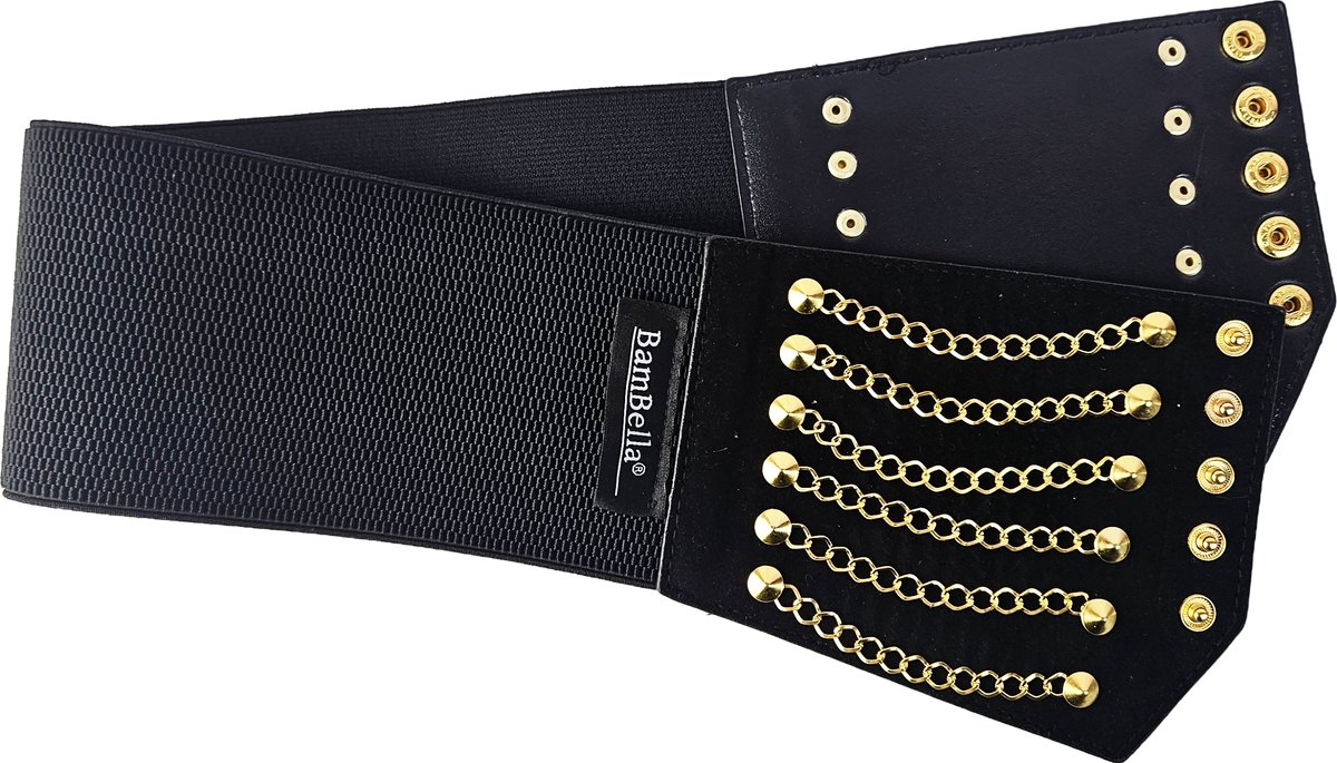 BamBella ® - Riem Maat Onesize - Ketting Rood goudkleurig Mode Body Gothic Goth taille riem met belt