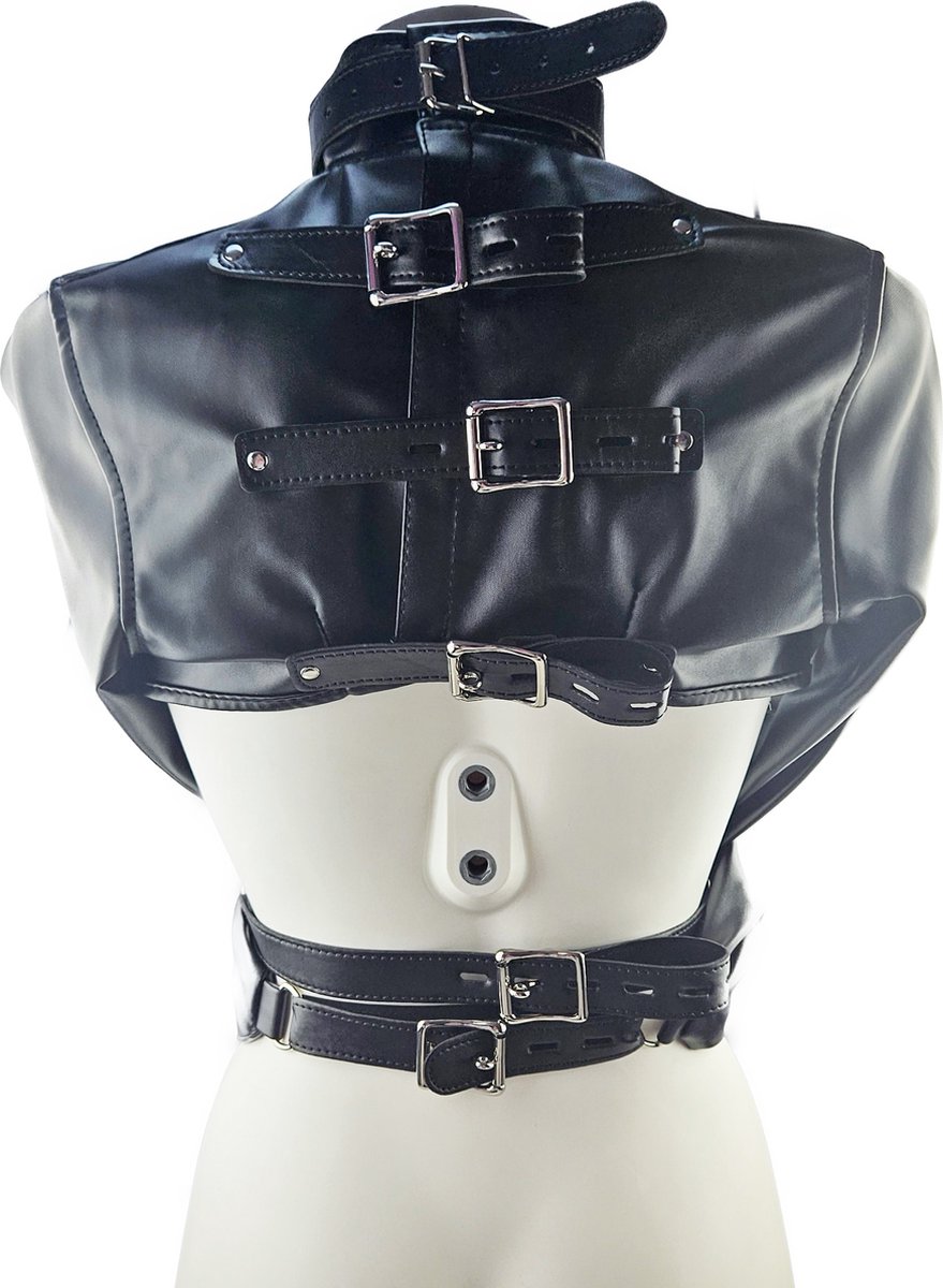 BNDGx® - Dwangbuis Straight jacket - Maat XS t/m M - Nep Leer - Onesize - Extreme BDSM Bondage Restraint Erotische sex kleding keurslijf