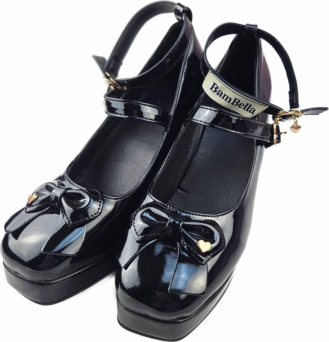 BamBella® - Schoenen - Zwarte sandalen - Maat 36 t/m 41 - Japanse stijl sandalen met hak - platform pumps blokhak