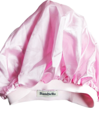 BamBella - Slaapmuts - Roze Satijn - nachtmuts Bonnet zwart haarnet muts haar slapen