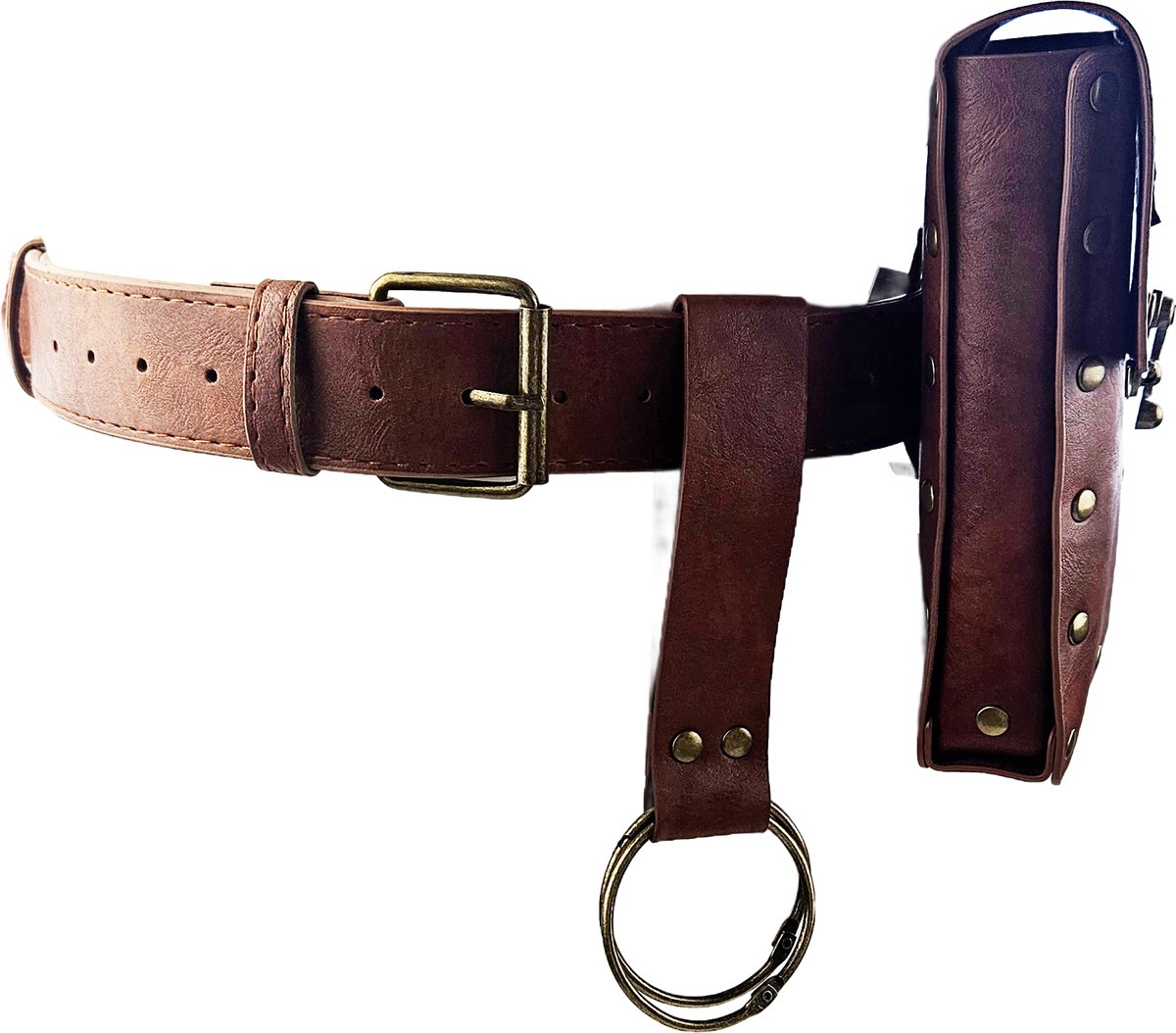 BamBella® - Geld Riem Heup Viking Middeleeuws - 115cm maat S M L - Leder Leer verstelbare tas Belt heupriem broekriem