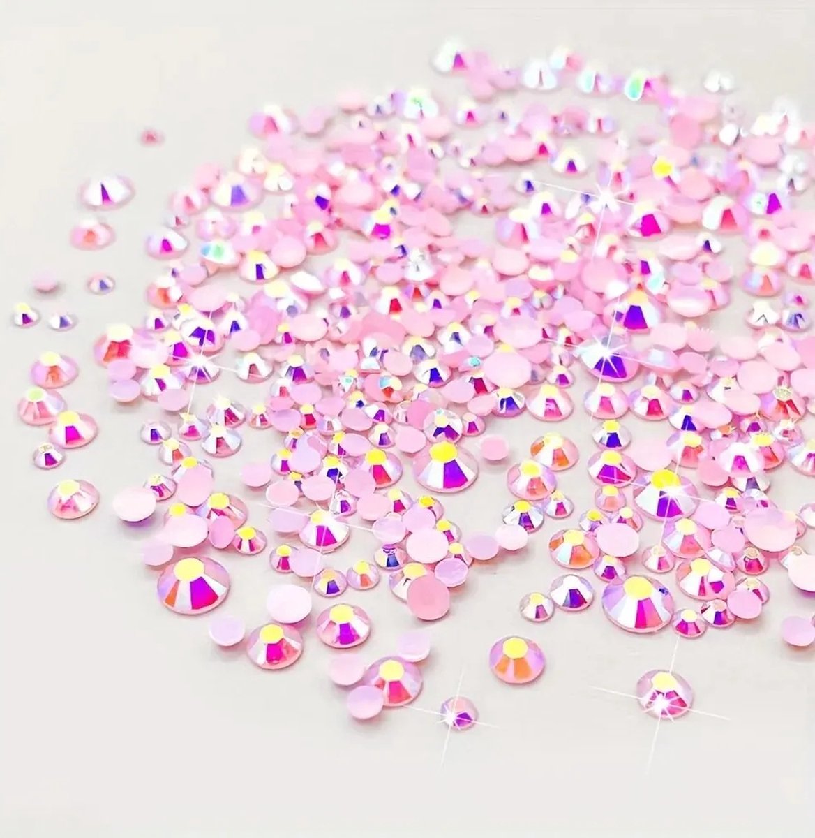 BamBella® Plak strass Steentjes - 100 stuks - SS10 - Roze AB strass stenen glitters nail art kleding versieren