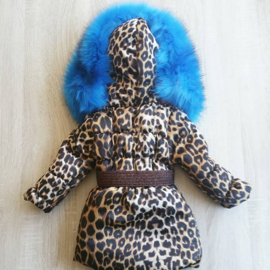 Kinderjas panterprint Bontkraag jas leopard Winterjas Wit  BamBella