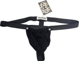BamBella® - Sexy Lingerie Heren  L - Zwart mannen ondergoed open kruis slip Met Penisring cockring