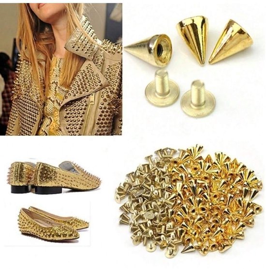 BamBella® - Studs spikes - 100 stuks - Schroef systeem zelf gothic schoenen kleding maken zwart siernagel