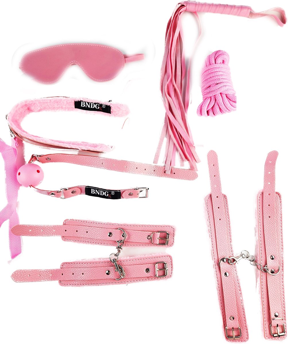 BNDGx® - Sex Toys - voor koppels - Set - SM Pakket - Bondage - Vastbinden - Kit - Startset - handboeien - Roze BDSM
