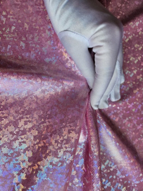 Glitter stof - 1 meter - Roze glans feest glitters Lycra super stretch 4 way spandex