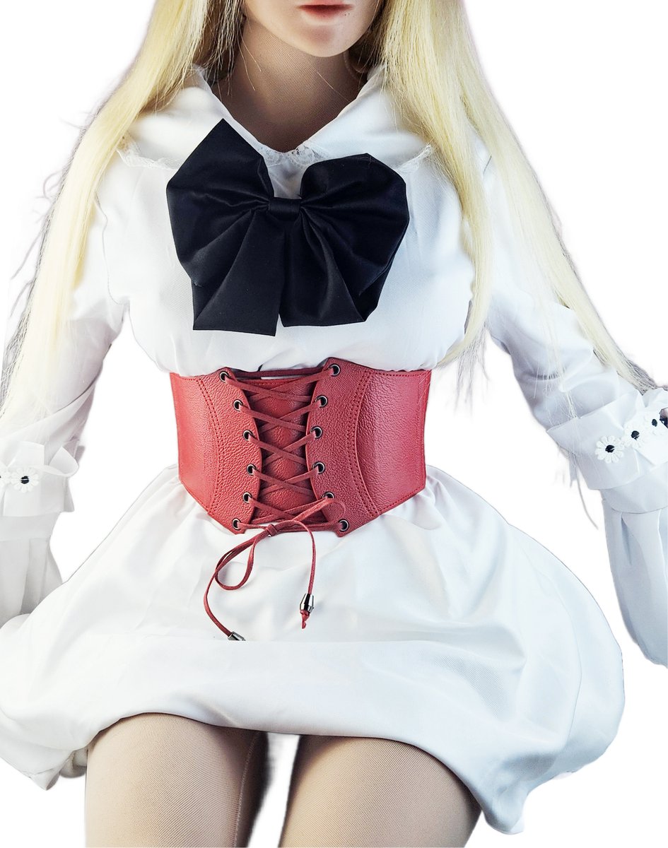 BamBella ® - Riem Maat Onesize - Ketting Rood goudkleurig Mode Body Gothic Goth taille riem met belt