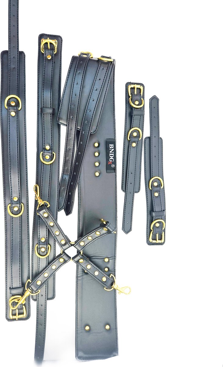 BNDGx® - Stevige Sex Harnas tuig pak- Bondage set BDSM Erotische Fetish Body Nep Leer - Verstelbaar -