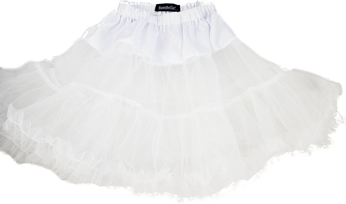 BamBella® - Onesize korte Petticoat Grote rok poffig Wit Tulle laagjes rokje doorzichtig onder rok dames
