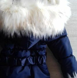 Kinderjas Blauw jas  Bontjas met grote bontkraag Winterjas BamBella