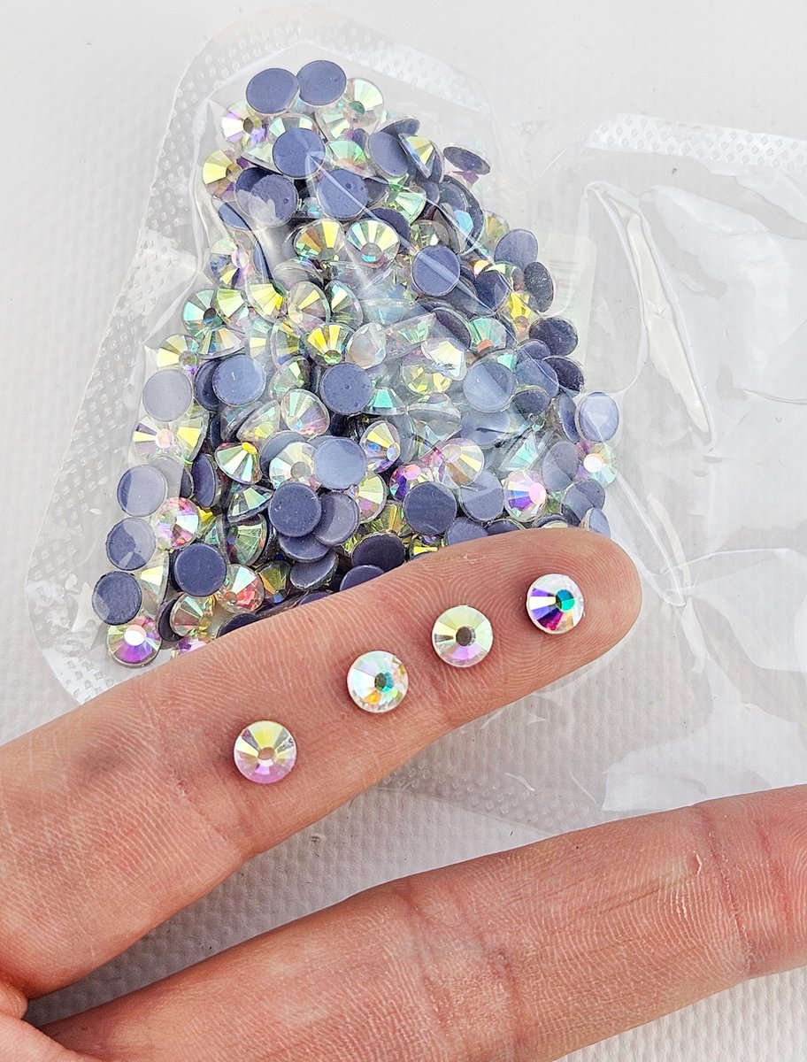 BamBella® Grote Hotfix Steentjes - 288 stuks - SS30 - AB kleur strass stenen glitters