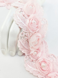 BamBella® Naai band - 90cm - Bloemen parel - Roze kleding maken knutselen Sier band