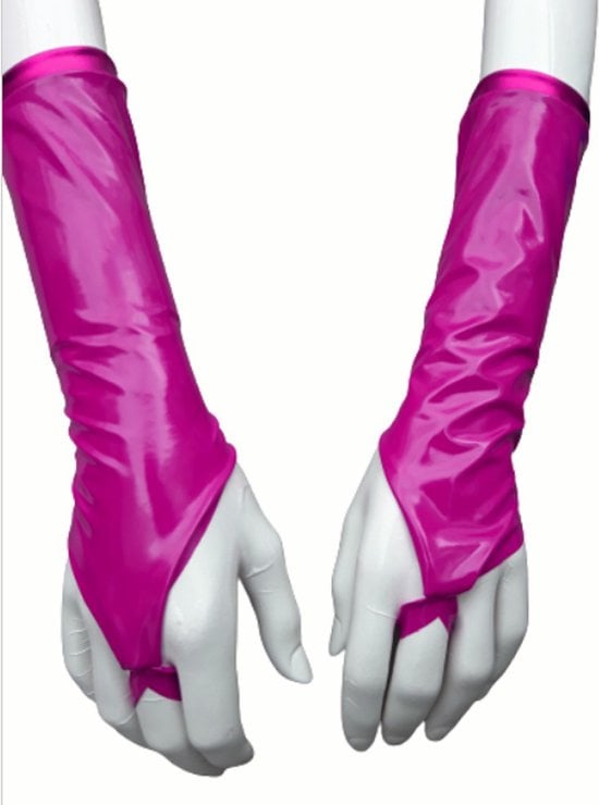 Handschoenen Roze van Datex (Mix latex en stof ) Sexy kinky fetish accessoire