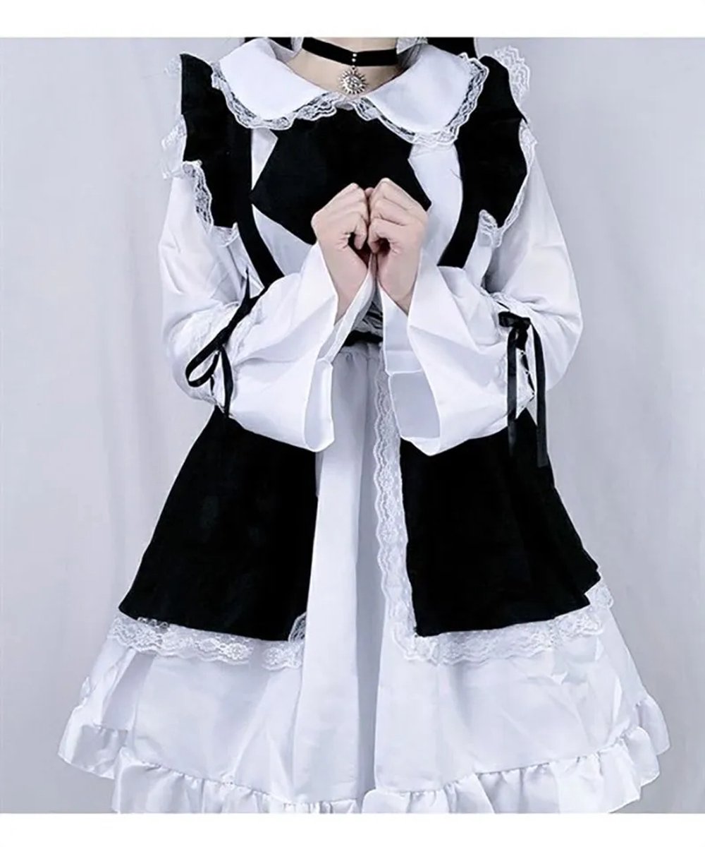 BamBella® - Kleding set - S/M - Japansje meisjes jurk cosplay pak met grote strik en schort