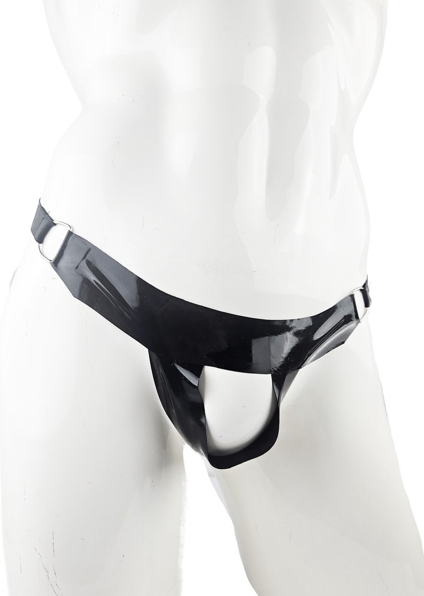 BNDGx® - 100% LATEX open kruis broek bondage slip - Maat XS - Zwart BDSM sexy glans BDSM Rubber Fetish SM erotische ondergoed
