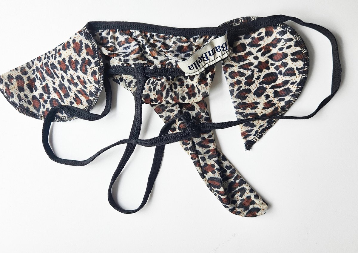 BamBella® - Onderbroek heren - Onesize - grappig valentijn verassing voor koppels string olifant Panterprint