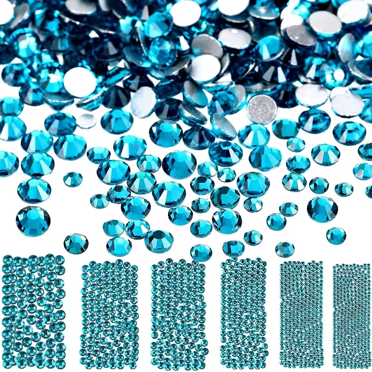 BamBella® Plak strass Steentjes - 1440 stuks - SS6 - licht blauw kleine strass stenen glitters nail art kleding versieren