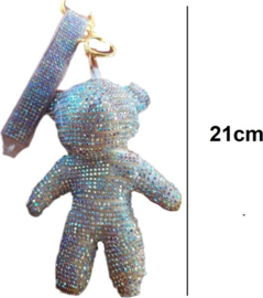 Sleutelhanger Tashanger Grote beer met stenen beertje 20CM met nep diamantjes