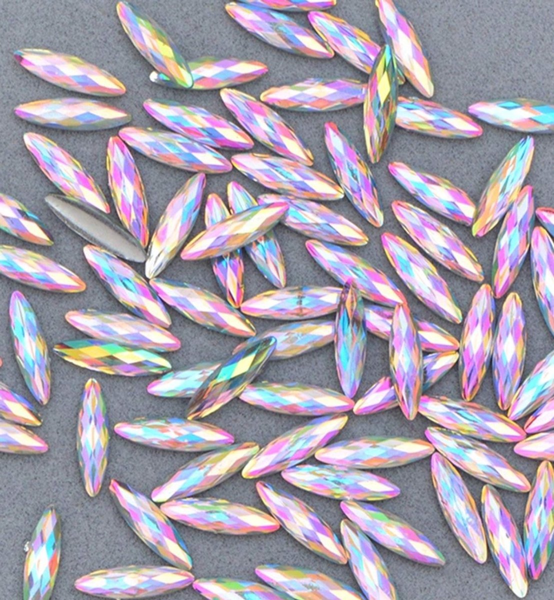 BamBella® Plak steentjes - Ovaal AB roze - mix grote stenen - 100 stuks - kleding versieren steentjes DIY hobby knutselen Glitter