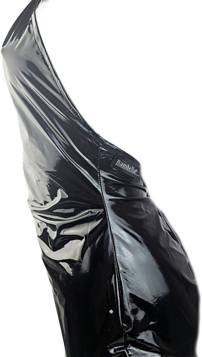 BamBella® Jurk -   Zwart dames kleding sexy Glans kleding mix van Latex en stof Datex Wetlook