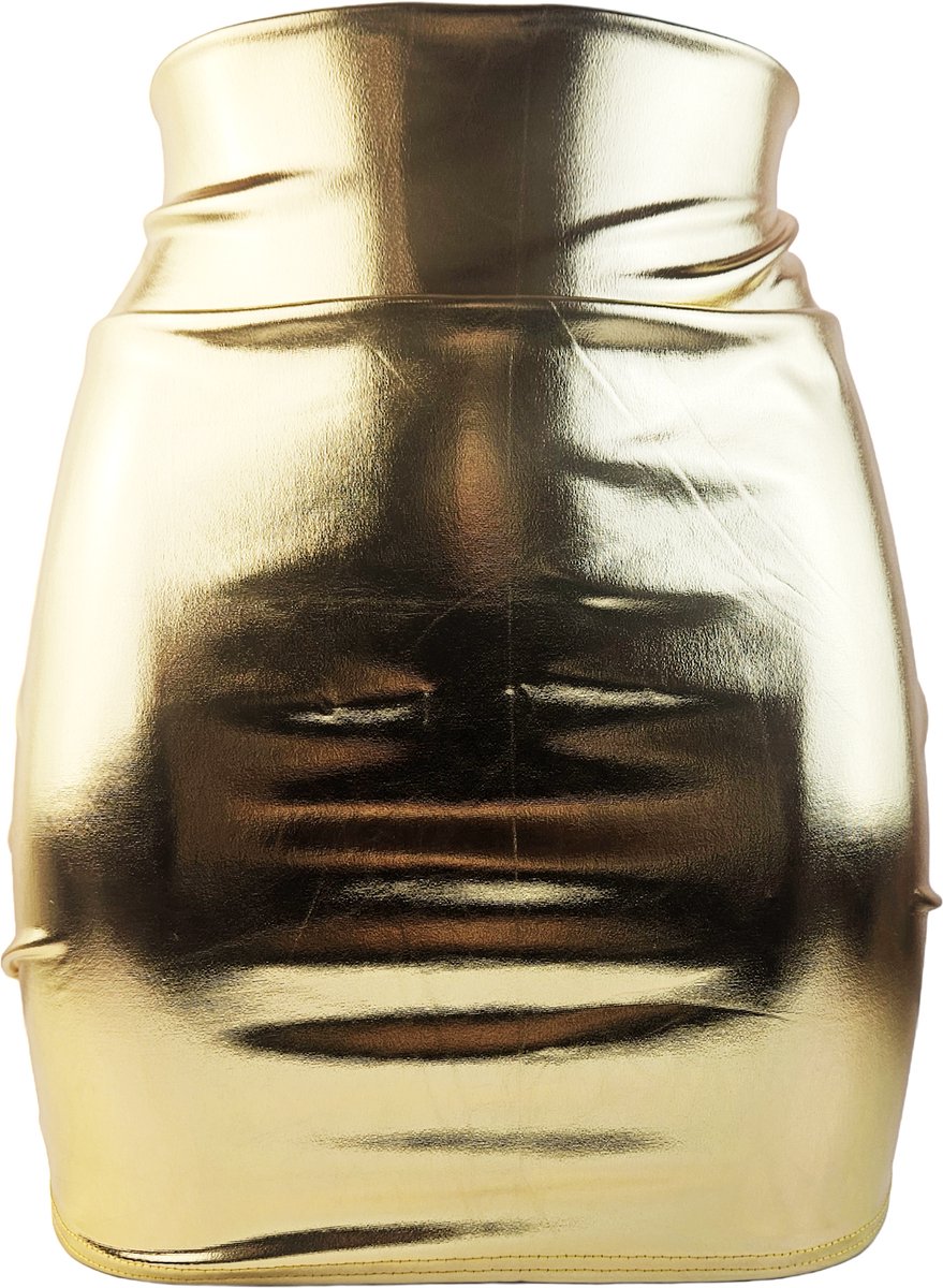 BamBella® - Rok -   - Shiny Glans Wetlook rokje Super shine metallic Glans Goudkleurig Lame