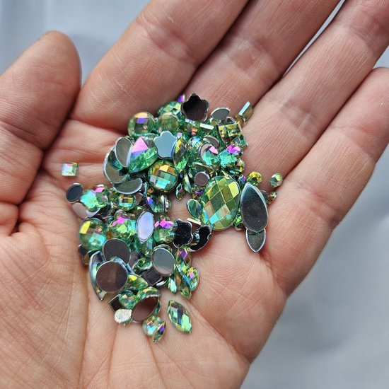 BamBella® blauw plak stenen - 200 stuks mix - kleding versieren steentjes DIY hobby knutselen Glitter