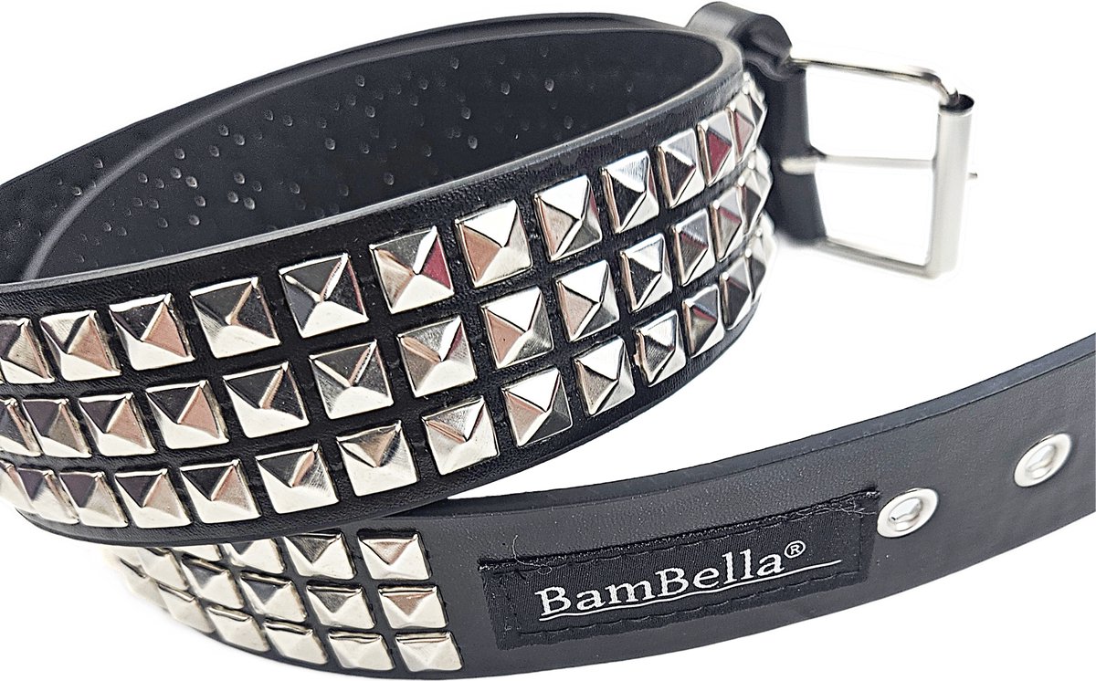BamBella® - Riem Heup - 105cm maat S M L - verstelbare Belt Dames heupriem taille steentjes roze Skull goth broekriem