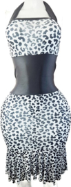 BamBella ® - Jurk - Maat Oneize - Panterprint nep leer kleed lang jurkje