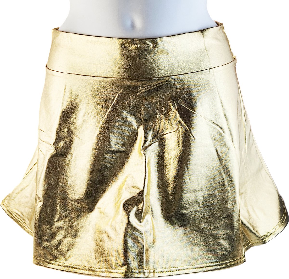 BamBella® - Rok  Shiny Wetlook - Sexy Erotische rokje Super shine metallic Lame Glans Goudgeel