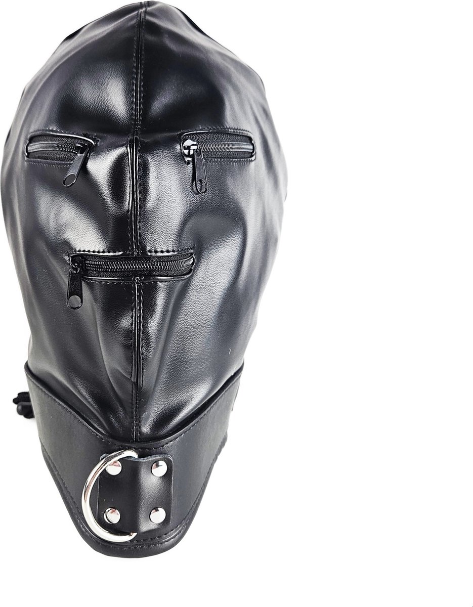 BNDGx® - Extreme BDSM Masker - Nep Leer met rits mond ogen dicht - SM