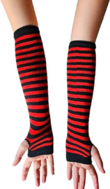 BamBella® Vingerloos Strepen handschoenen - One Size - Zwart -