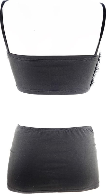 Sexy Erotische Kleding set -  - 2 delig pak zwart met veren