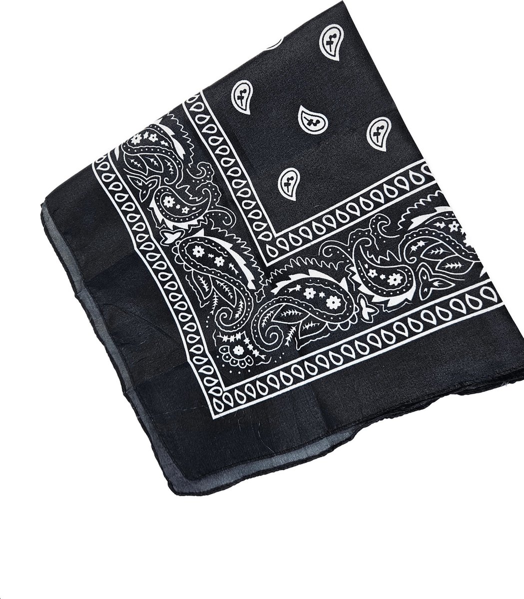BamBella® - Boeren zakdoek - Sjaal - bandana Zwart- Festival Carnaval